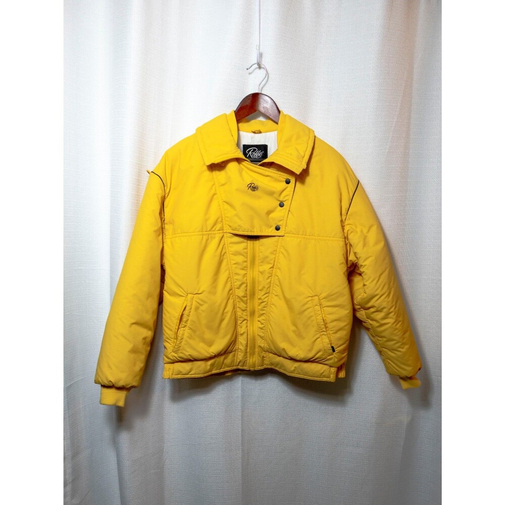 Vintage Roffe Ski Jacket Womens 14 Yellow Puffer Coat Retro Winter USA